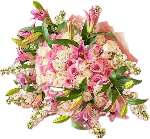 Pink lily and rose garden bouquet, mixed flowers Orlando
