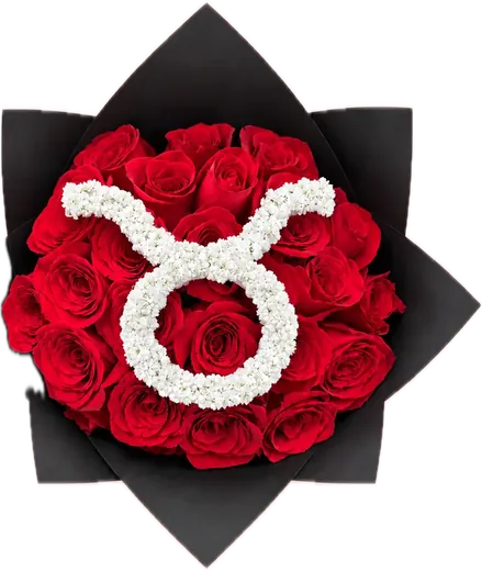 Red roses with pearl Taurus zodiac sign, zodiac bouquet Orlando